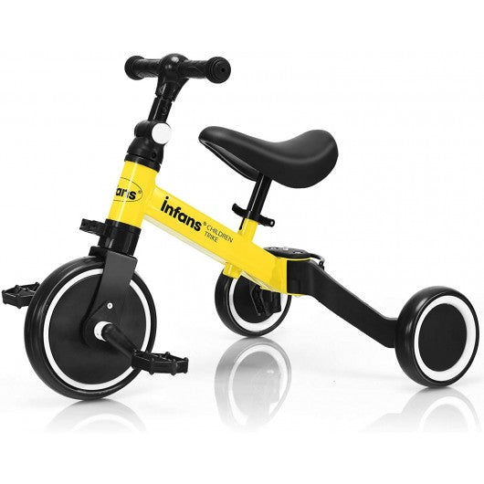 3 in 1 3 Wheel Kids Tricycles w/ Adjustable Seat & Handlebarfor Ages 1-3-Yellow