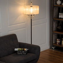 Load image into Gallery viewer, Elegant Sheer Shade Floor Lamp w/ Hanging Crystal LED Bulbs
