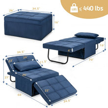 Load image into Gallery viewer, Sofa Bed 4 in 1 Multi-Function Convertible Sleeper Folding footstool-Blue
