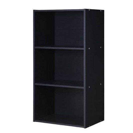 3 Open Shelf Bookcase Modern Storage Display Cabinet-Black