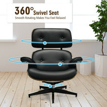 Load image into Gallery viewer, Mid Century Swivel Lounge Chair and Ottoman Set with Aluminum Alloy Base-Black
