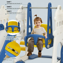 Load image into Gallery viewer, 6 in 1 Slide and Swing Set with Ball Games for Toddlers-Blue
