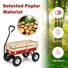 Load image into Gallery viewer, Outdoor Pulling Garden Cart Wagon with Wood Railing
