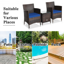 Load image into Gallery viewer, 3 Pcs Patio Furniture Set Outdoor Wicker Rattan Set-Navy
