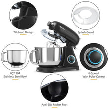 Load image into Gallery viewer, 7 Quart 800W 6-Speed Electric Tilt-Head Food Stand Mixer-Black
