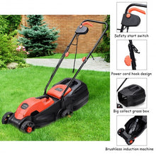 Load image into Gallery viewer, 14&quot; Electric Push Lawn Corded Mower with Grass Bag-Red
