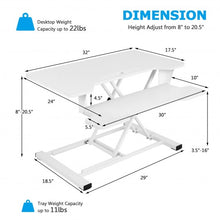 Load image into Gallery viewer, Height Adjustable Standing Desk Converter with Removable Keyboard Tray-White
