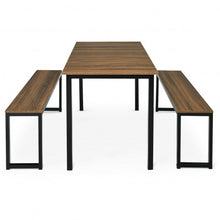 Load image into Gallery viewer, 3-Piece Kitchen Dining Table Set with 2 Benches for Limited Space -Natural
