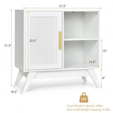 Load image into Gallery viewer, Storage Cabinet Free Standing with Adjustable Shelves Weaved Door-White
