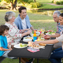 Load image into Gallery viewer, Indoor and Outdoor Folding Picnic Table Bench Set with Wood-like Texture-Black
