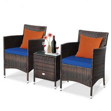 Load image into Gallery viewer, 3 Pcs Patio Furniture Set Outdoor Wicker Rattan Set-Navy
