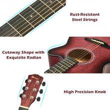 Load image into Gallery viewer, 40&quot; Full Size Cutaway Acoustic Guitar Starter Guitarra Bundle Kit -Red
