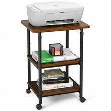 Load image into Gallery viewer, 3-tier Adjustable Printer Stand with 360° Swivel Casters-Brown
