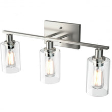Load image into Gallery viewer, 3-Light Modern Bathroom Wall Sconce with Clear Glass Shade-Silver
