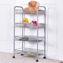 Load image into Gallery viewer, Black/Gray 4 Tier Storage Rack Trolley Cart-Black
