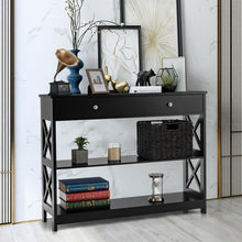 Load image into Gallery viewer, Console Accent Table with Drawer and Shelves -Black
