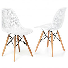 Load image into Gallery viewer, 2 Pcs Modern Plastic Hollow Chair Set with Wood Leg-White
