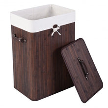 Load image into Gallery viewer, Rectangle Bamboo Hamper Laundry Basket Washing Cloth Bin Storage Bag Lid 3 color-Brown
