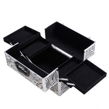 Load image into Gallery viewer, 14&quot; x 9&quot; x 10&quot; Aluminum Makeup Case Cosmetic Organizer-Zebra
