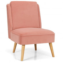 Load image into Gallery viewer, Velvet Accent Chair with Rubber Wood Legs for Living Room-Pink
