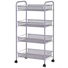 Load image into Gallery viewer, Black/Gray 4 Tier Storage Rack Trolley Cart-Black
