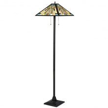 Load image into Gallery viewer, Tiffany-Style 2 Light Floor Lamp with 18&quot; Stained Glass Shade
