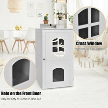 Load image into Gallery viewer, 2-Tier Hidden Cat House Enclosure Nightstand-White
