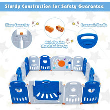 Load image into Gallery viewer, 16-Panel Baby Playpen Safety Play Center with Lockable Gate-Blue
