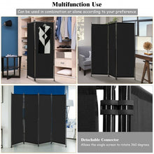 Load image into Gallery viewer, 4-Panel Room Divider Folding Privacy Screen-Black
