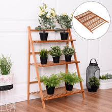 Load image into Gallery viewer, 3 Tiers Outdoor Stand Bamboo Flower Pot Shelf
