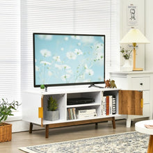 Load image into Gallery viewer, TV Stand Entertainment Media Console with 2 Storage Cabinets and Open Shelves
