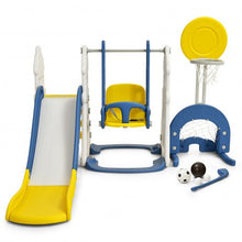 Load image into Gallery viewer, 6 in 1 Slide and Swing Set with Ball Games for Toddlers-Blue
