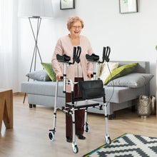 Load image into Gallery viewer, Folding Auxiliary Walker Rollator with Brakes Flip-Up Seat Bag Multifunction-Silver
