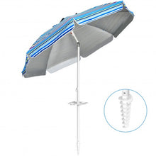 Load image into Gallery viewer, 7.2 FT Portable Outdoor Beach Umbrella with Sand Anchor and Tilt Mechanism for  Poolside and Garden-Blue
