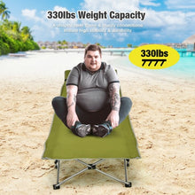 Load image into Gallery viewer, Folding Camping Cot with Side Storage Pocket Detachable Headrest-Green
