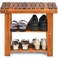 Load image into Gallery viewer, 3-Tier Wood Shoe Rack 19&#39; Shoe Bench Boots Organizer
