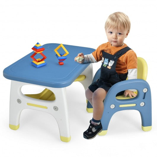 Kids Activity Table and Chair Set with Montessori Toys for Preschool and Kindergarten-Blue