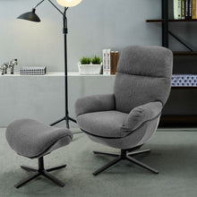 Load image into Gallery viewer, Modern Swivel Rocking Chair and Ottoman Set with Aluminum Alloy Base-Gray
