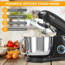 Load image into Gallery viewer, 7 Quart 800W 6-Speed Electric Tilt-Head Food Stand Mixer-Black
