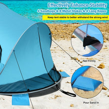 Load image into Gallery viewer, Pop Up Beach Tent Anti-UV UPF 50+ Portable Sun Shelter for 3-4 Person-Blue
