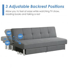 Load image into Gallery viewer, Convertible Futon Sofa Bed Adjustable Couch Sleeper with Two Drawers Grey
