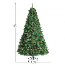 Load image into Gallery viewer, 8 Feet Unlit Hinged PVC Artificial Christmas Pine Tree with Red Berries
