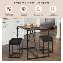 Load image into Gallery viewer, 3 Pcs Dining Set Metal Frame Kitchen Table and 2 Stools-Brown
