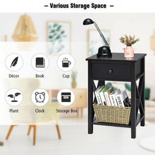 Load image into Gallery viewer, Bedside Storage Nightstand with Drawer and Bottom Shelf-Brown
