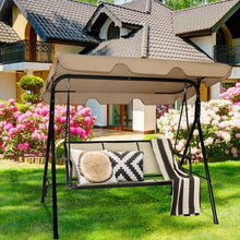 Load image into Gallery viewer, Outdoor Patio Swing Canopy 3 Person Canopy Swing Chair-Brown
