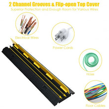 Load image into Gallery viewer, 2 Channel Rubber Floor Cable Protectors Traffic Speed Bump
