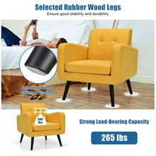 Load image into Gallery viewer, Modern Upholstered Comfy Accent Chair Single Sofa with Rubber Wood Legs-Yellow
