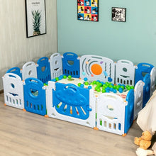 Load image into Gallery viewer, 16-Panel Baby Playpen Safety Play Center with Lockable Gate-Blue
