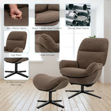 Load image into Gallery viewer, Modern Swivel Rocking Chair and Ottoman Set with Aluminum Alloy Base-Coffee
