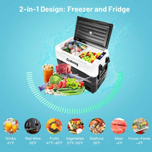 Load image into Gallery viewer, 58 Quarts Car Refrigerator Portable RV Freezer Dual Zone with Wheel-Black
